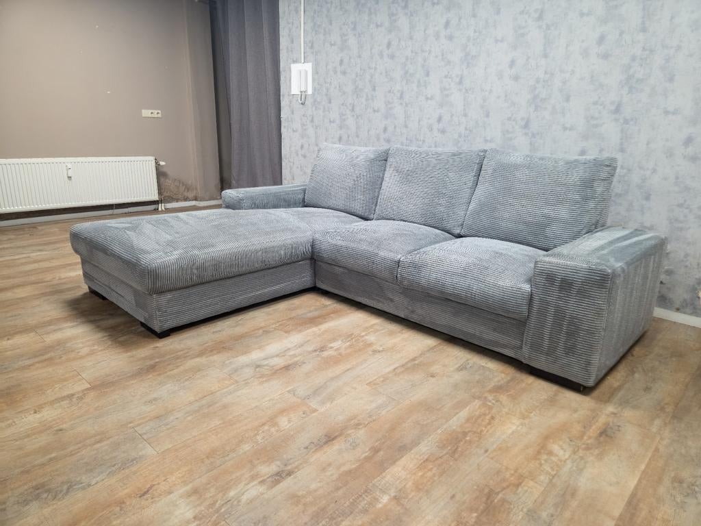 ZGAN Grijze RIBSTOF hoekbank, Info@banxtel.nl, 3194DC, Ribstof Hoekbank, Hoekbank