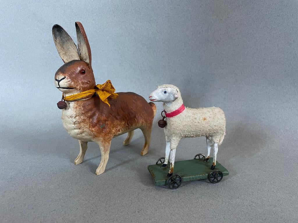 Zeldzaam antiek schaap op wielen. Groter formaat vooroorlogs, Ophalen of Verzenden