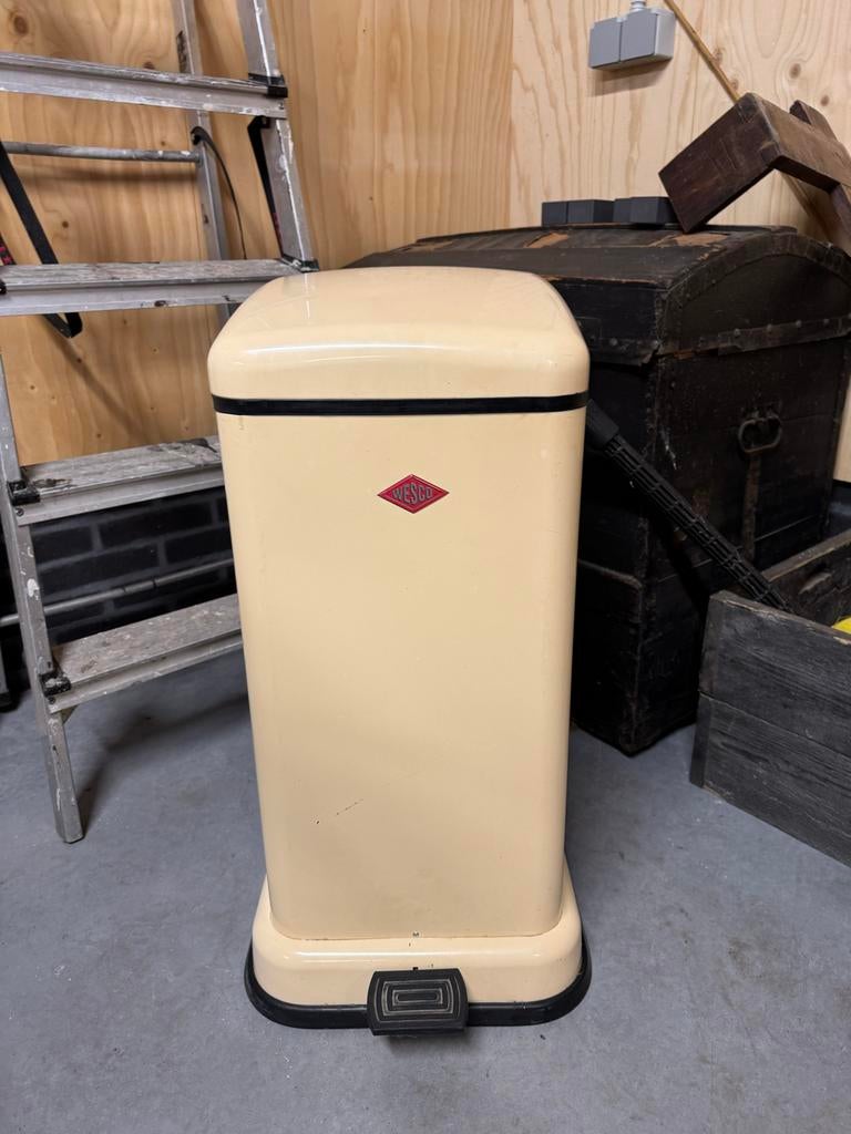 Wesco Prullenbak - Crème/Zwart Pedaalemmer, Ophalen, Gebruikt, Met pedaal, 50 tot 75 cm