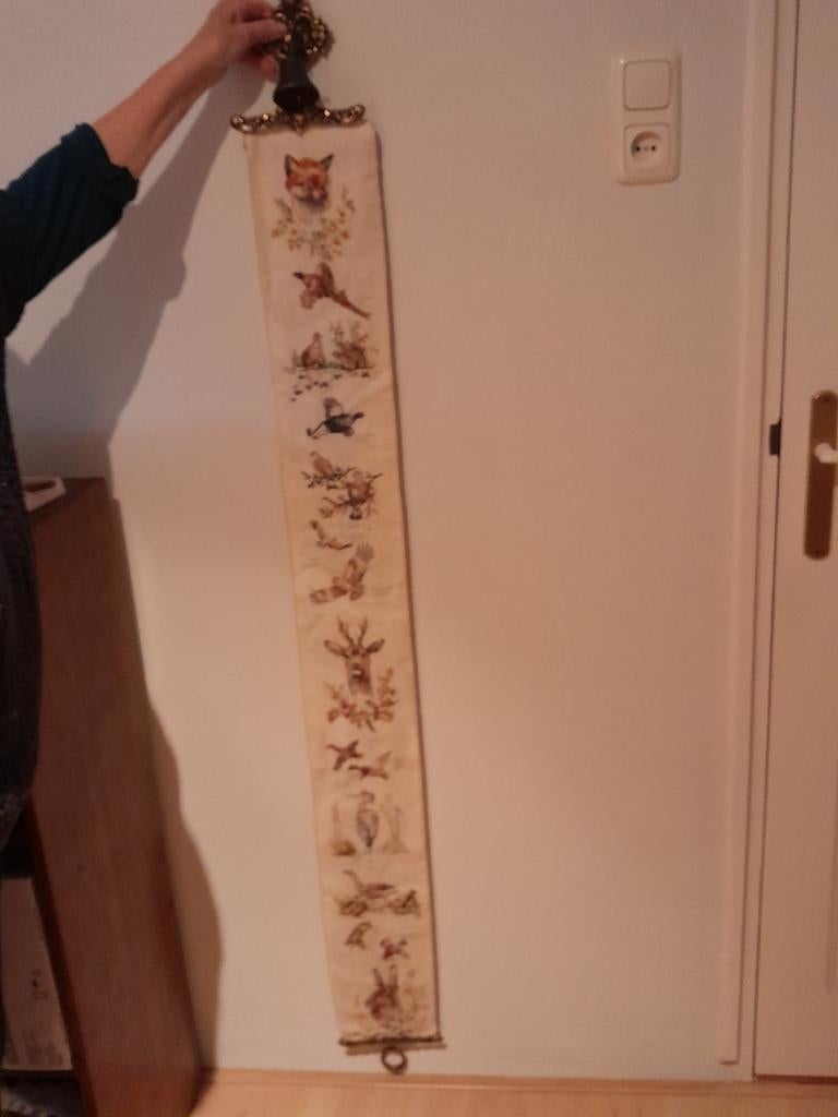 Retro vintage SCHELLEKOORD Dieren / Natuur geborduurd, Ophalen of Verzenden