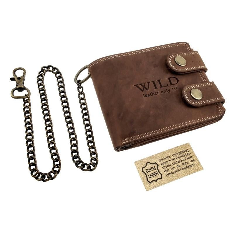 Biker Portemonnee Ketting Donkerbruin Buffelleer Horizontaal, Verzenden, Nieuw, Esde2, Leer