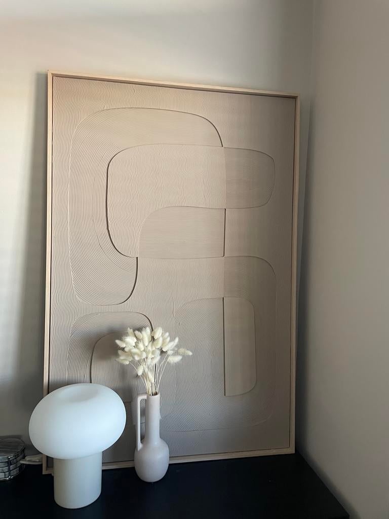 Abstract 3D Canvas Kunstwerk - Beige, 80x120 cm, Ophalen