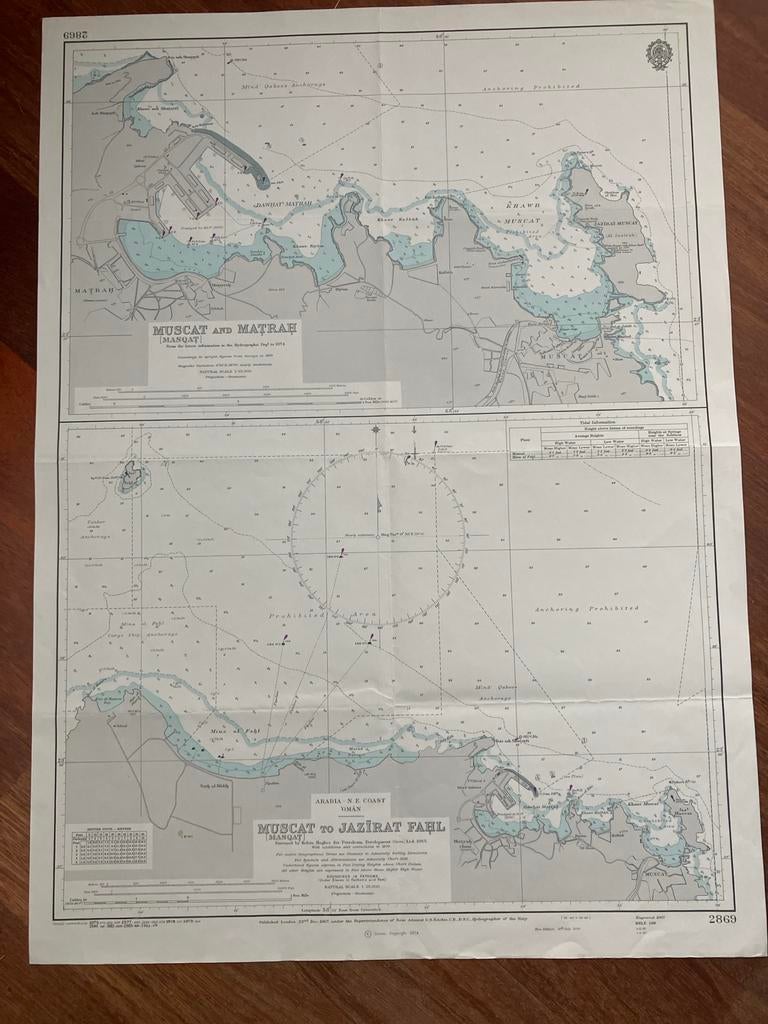 Zeekaart havens Muscat en Matrah, Watersport en Boten, Ophalen of Verzenden, Gebruikt