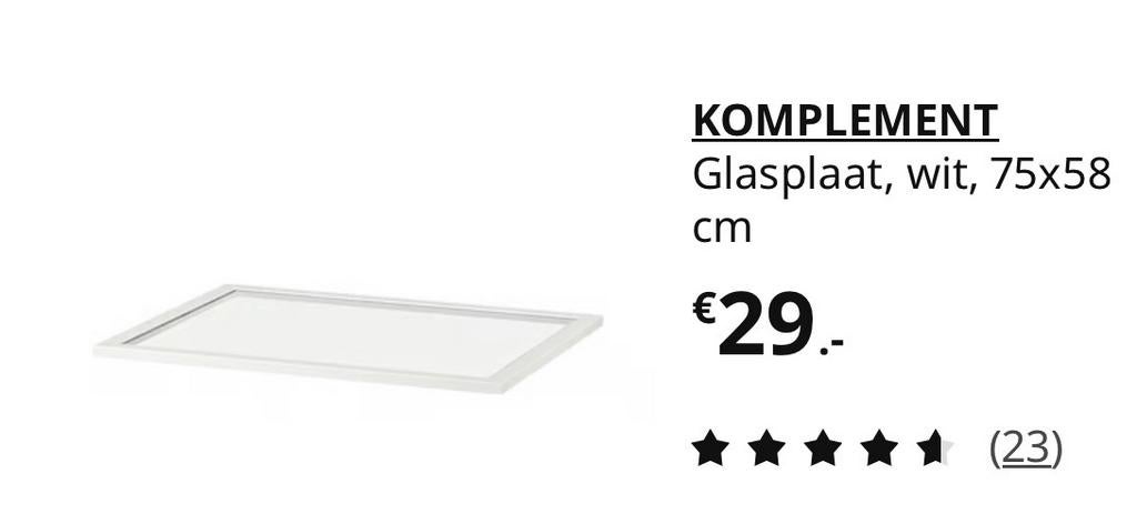 IKEA Pax komplement glasplaat 75x58, Ophalen, Zo goed als nieuw