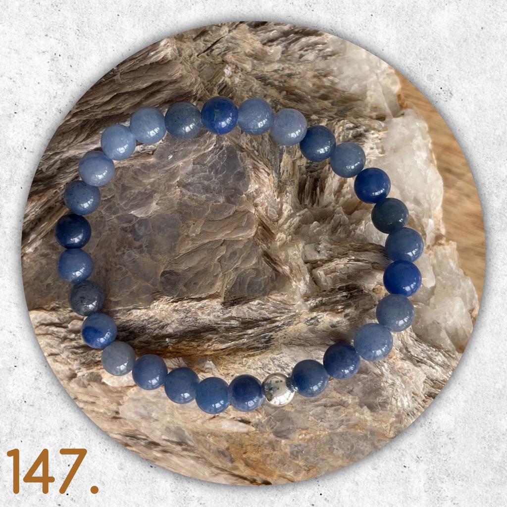 🦋MJB Armband nr: 147 Blauwe Aventurijn halfedelsteen 16 cm, Overige materialen, Blauw, Nieuw, Ophalen of Verzenden