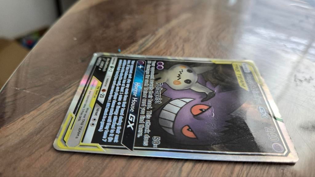 Gengar & Mimikyu GX #165 Team Up Pokémon Kaart, Ophalen of Verzenden, Gebruikt, Losse kaart, Foil