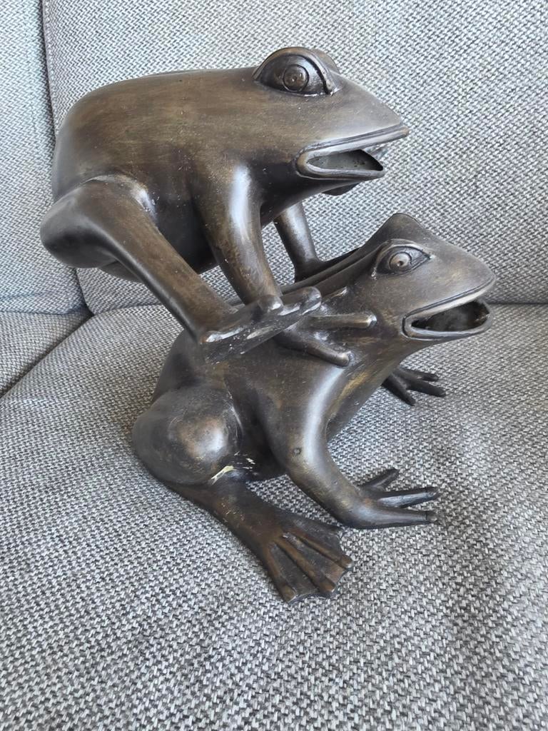 Bronzen Kikkers Beeldje - Decoratieve Kikker Sculptuur, Antiek en Kunst, Ophalen of Verzenden, Brons