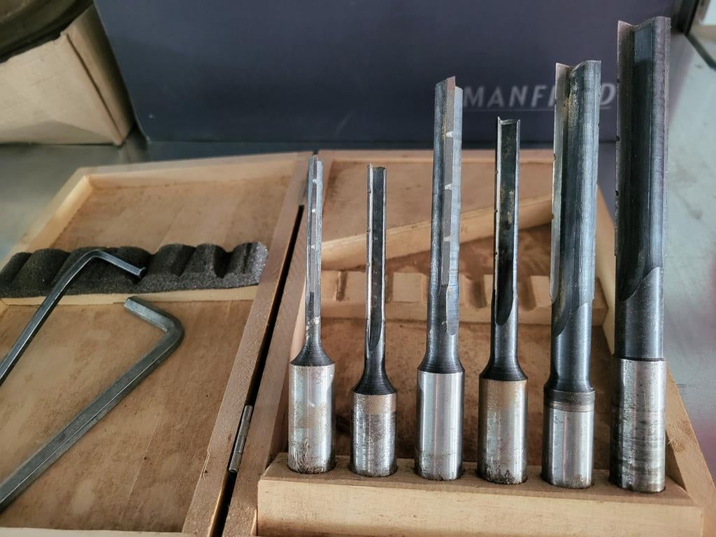 Langgatboren set in houten kistje, Doe-het-zelf en Verbouw, Ophalen of Verzenden, Gebruikt, Elektrisch, Overige soorten