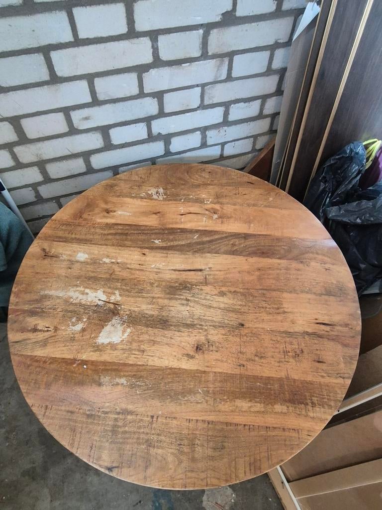 Ronde houten salontafel, Ophalen, Gebruikt, 50 tot 100 cm, Rond