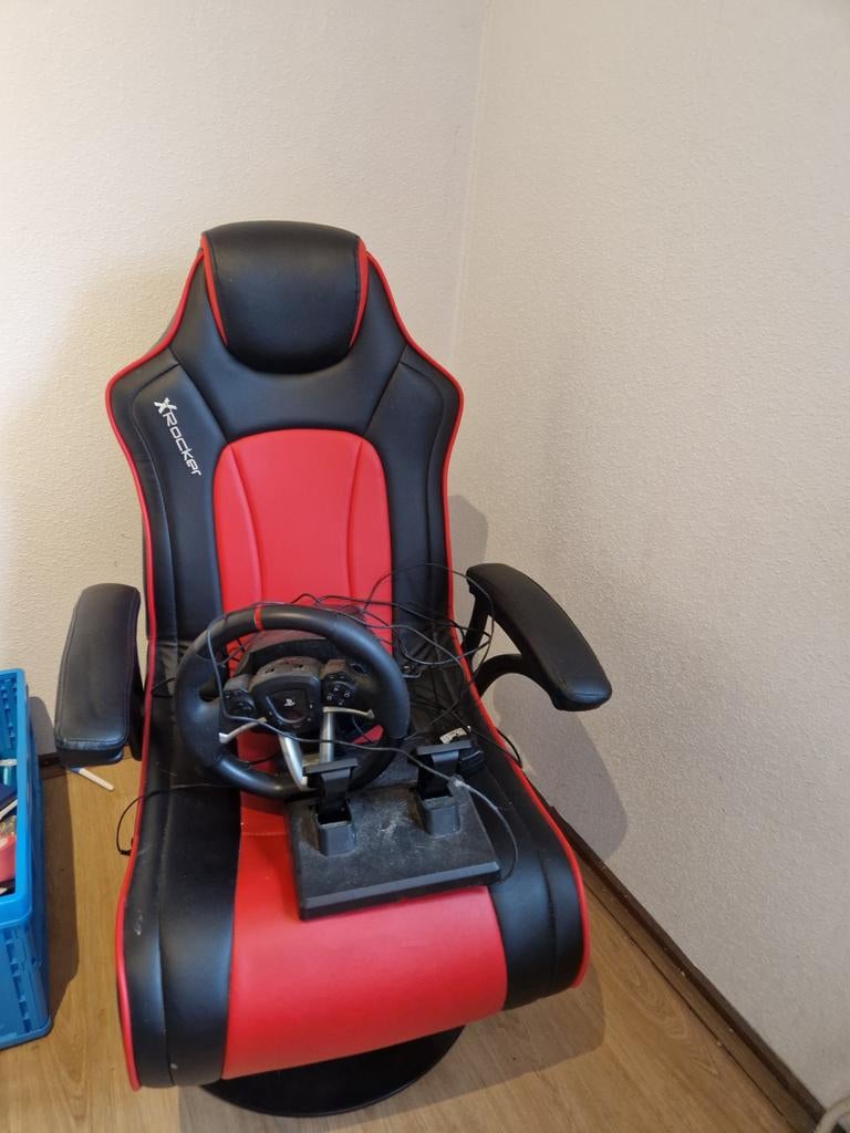 X-Rocker Gaming Stoel met Stuur en Pedalen, Ophalen, Gebruikt, 1 speler, Racen en Vliegen