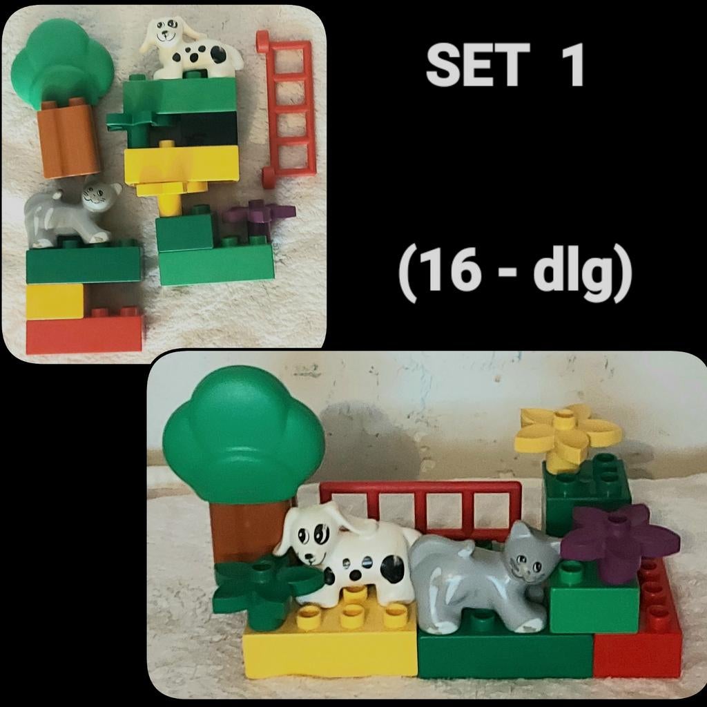 【★★★✩✩】set.1【LEGO DUPLO】16-dlg》kat, hond, 3x bloem, boom..., Ophalen of Verzenden, Gebruikt, Losse stenen, Duplo