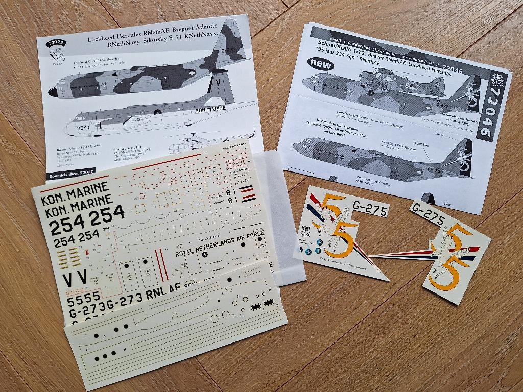1:72 1/72 Dutch Decal sets 72025 – 72046 Hercules, Atlantic, Overige merken, 1:72 tot 1:144, Ophalen of Verzenden, Zo goed als nieuw