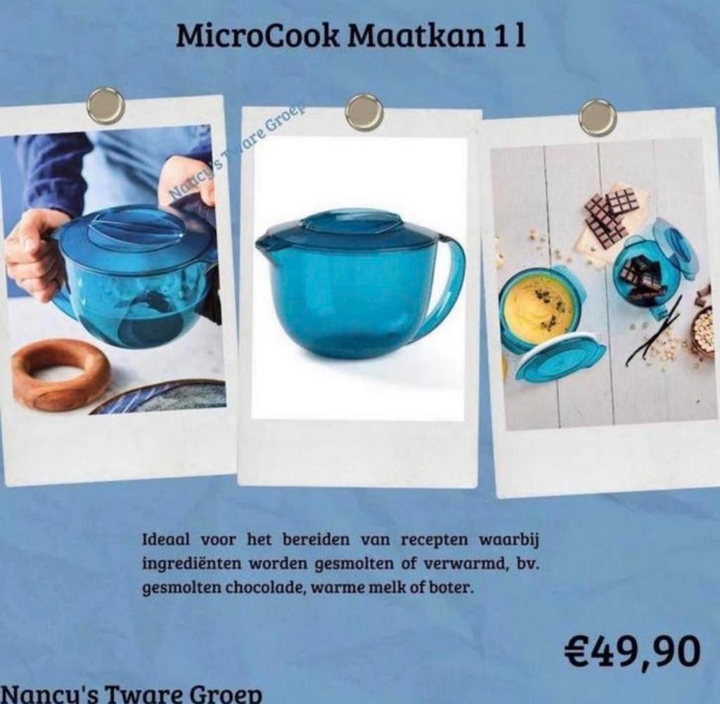MicroCook Kan 1l Tupperware, Huis en Inrichting, Keuken | Tupperware, Ophalen, Nieuw, Blauw, Overige typen
