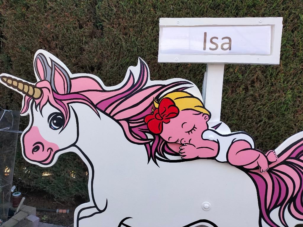 Geboortebord roze paardje geweldig in uw tuin of aan balkon., Kinderen en Baby's, Ophalen, Nieuw, Geboortebord