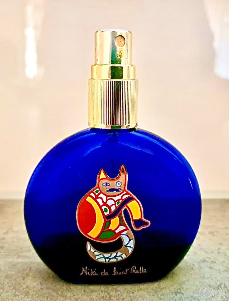 Vintage Niki de Saint Phalle parfumfles blauw kattenfiguur, Ophalen of Verzenden, Zo goed als nieuw