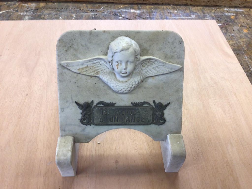 Antiek marmer graf ornamentje, Ophalen of Verzenden