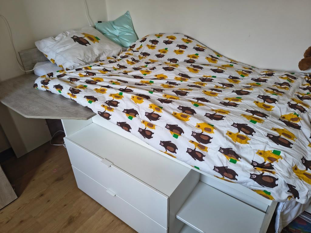 Kinderbed middelhoog, Ophalen, Gebruikt, 90 cm, Eenpersoons