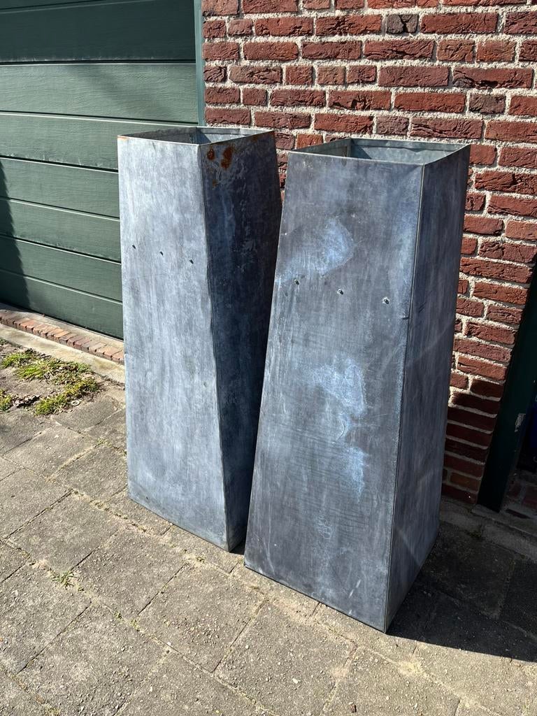 Metalen plantenbakken, Tuin en Terras, Bloembakken en Plantenbakken, Ophalen, Gebruikt, Vierkant, Metaal