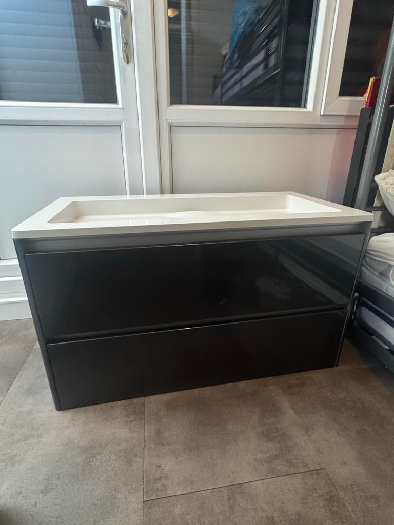 Moderne wastafelkast met spiegelkast, Huis en Inrichting, Badkamer | Badkamermeubels, Ophalen, Gebruikt, 50 tot 100 cm, Minder dan 100 cm