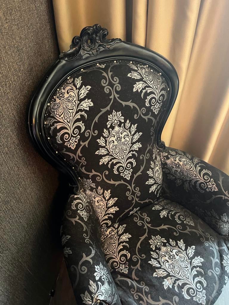Rococo stijl stoel - Zwart-zilvergrijs, Ophalen