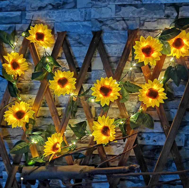 Zonnebloem Slinger Met Solar Lamp Kunstplant Led Licht Plant, Verzenden, Nieuw