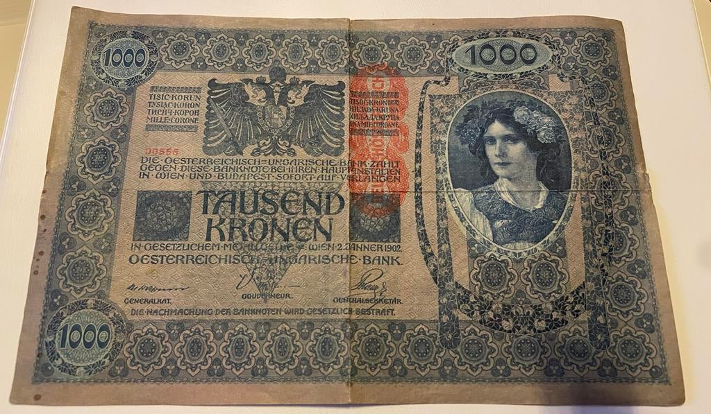 Oostenrijkse 1000 Kronen bankbiljet, Ophalen of Verzenden, Oostenrijk, Los biljet