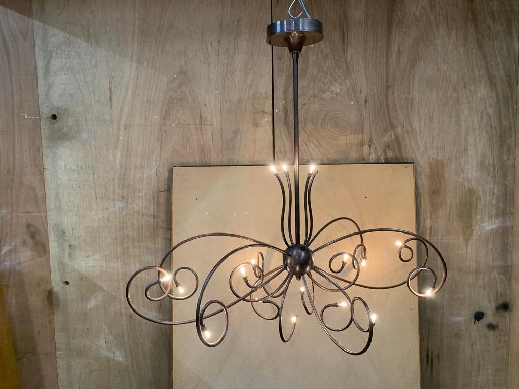Kroonluchter Ben Demmers, Design Florence,  Koperkleur, Ophalen, Gebruikt, Metaal, Design, klassiek-mosern