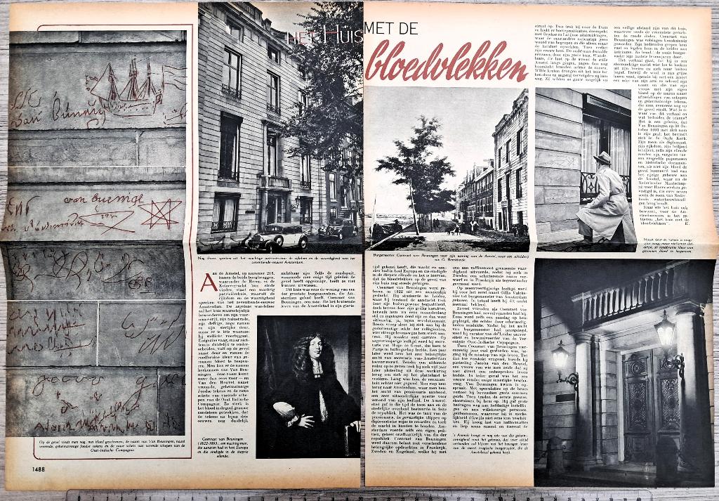 Amsterdam 1949, art. 2blz. huis met bloedvlekken, Amstel 216, Verzenden, 1940 tot 1960, Gebruikt, Gebouw
