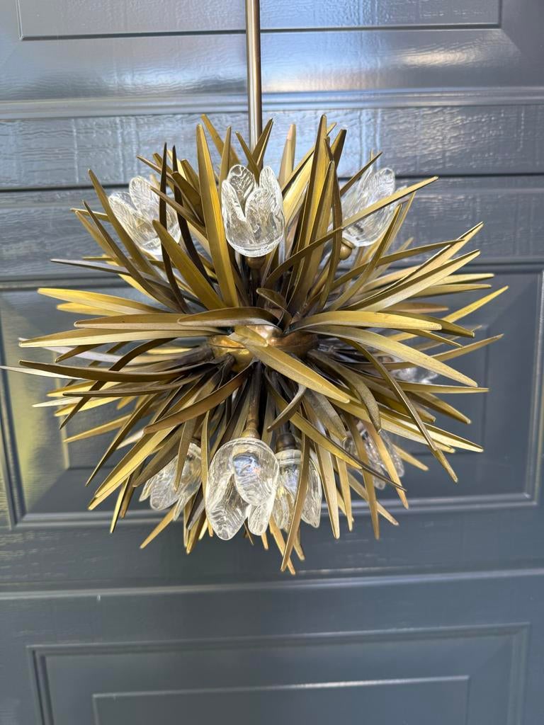 Vintage Hans Kögl stijl kroonluchter met bloemmotief, Ophalen, Gebruikt, Regency, Gijpsvintage