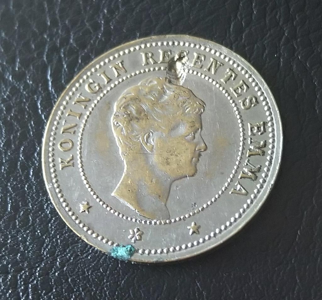 penning Koningin Regentes Emma en Wilhelmina (lot 6), Postzegels en Munten, Penningen en Medailles, Ophalen of Verzenden, Overige materialen