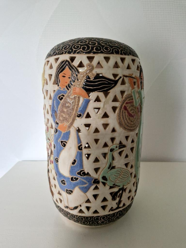 Vintage dona art export vaas tafellamp vietnam keramiek tafe, Ophalen of Verzenden