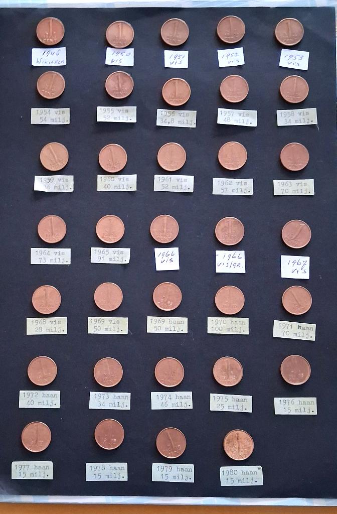 COMPLETE SERIE CENTEN 1948 – 1980, Postzegels en Munten, Munten | Nederland, Ophalen of Verzenden, Koningin Juliana, 1 cent