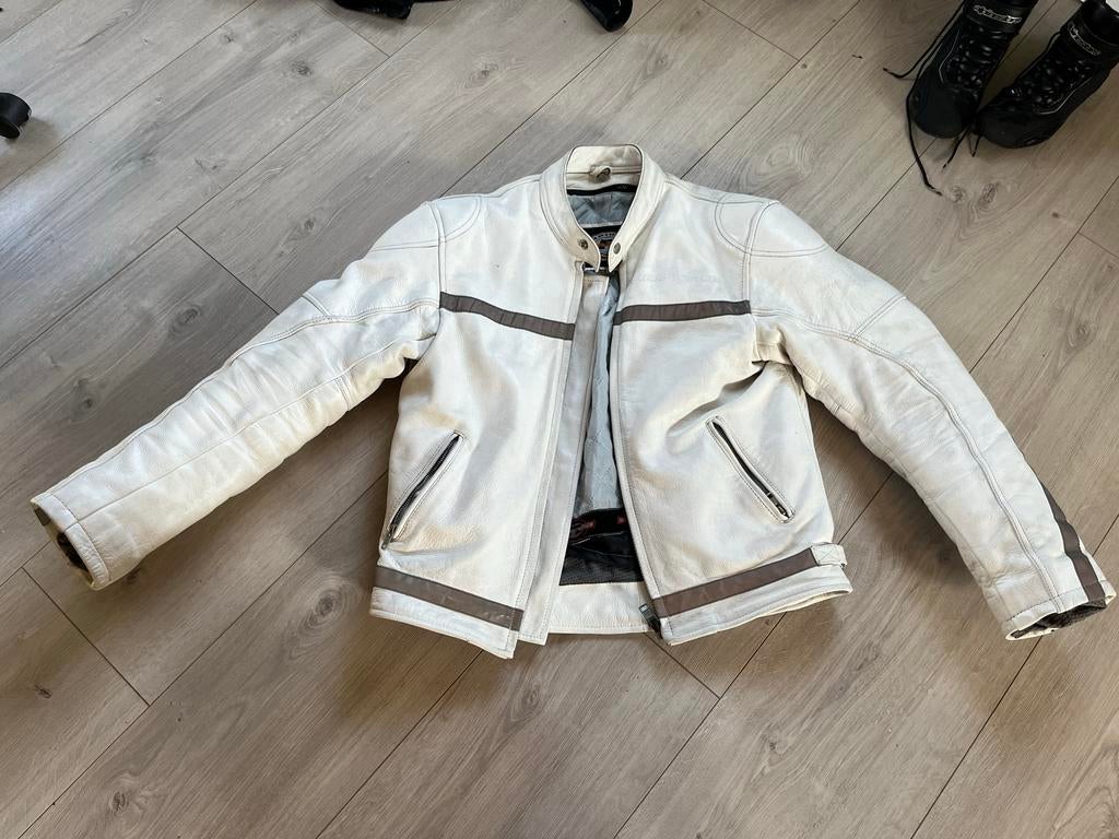 Restyle Motorjas Politiejas Wit Maat M, Motoren, Kleding | Motorkleding, Ophalen of Verzenden, Tweedehands, Jas | leer