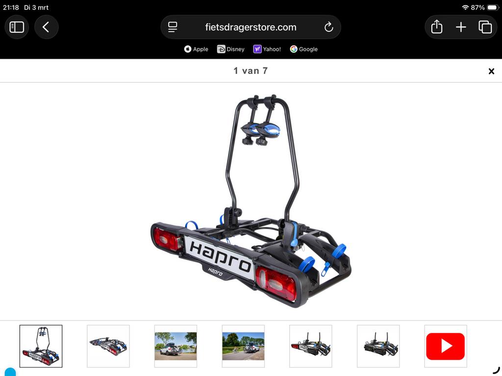 Hapro Atlas 2 Premium fietsendrager voor 2 fietsen, Auto diversen, Fietsendragers, Ophalen of Verzenden, 2 fietsen, Gebruikt, Trekhaakdrager