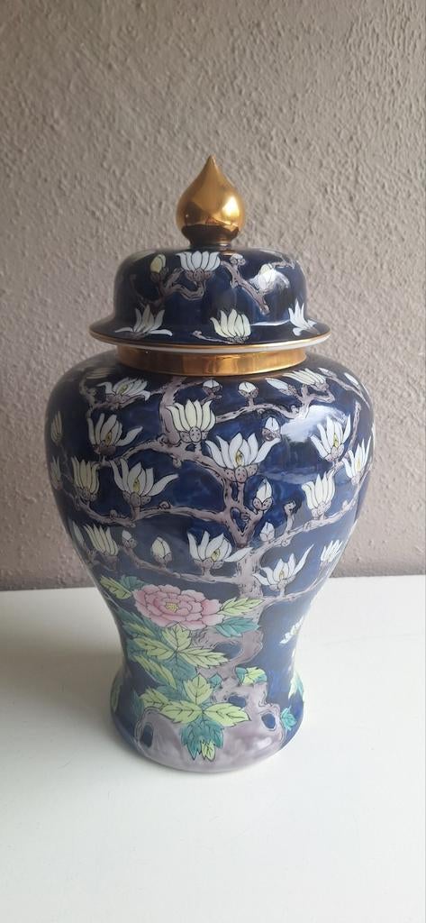 Forse Octagonale Japanse imari dekselvaas, porselein, Antiek en Kunst, Antiek | Vazen, Ophalen of Verzenden