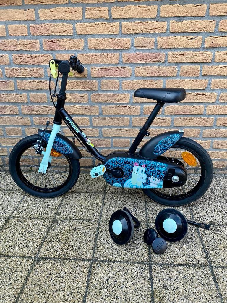Btwin kinderfiets 14 inch, Fietsen en Brommers, Fietsen | Kinderfietsjes, Ophalen, Gebruikt, Minder dan 16 inch, Zijwieltjes