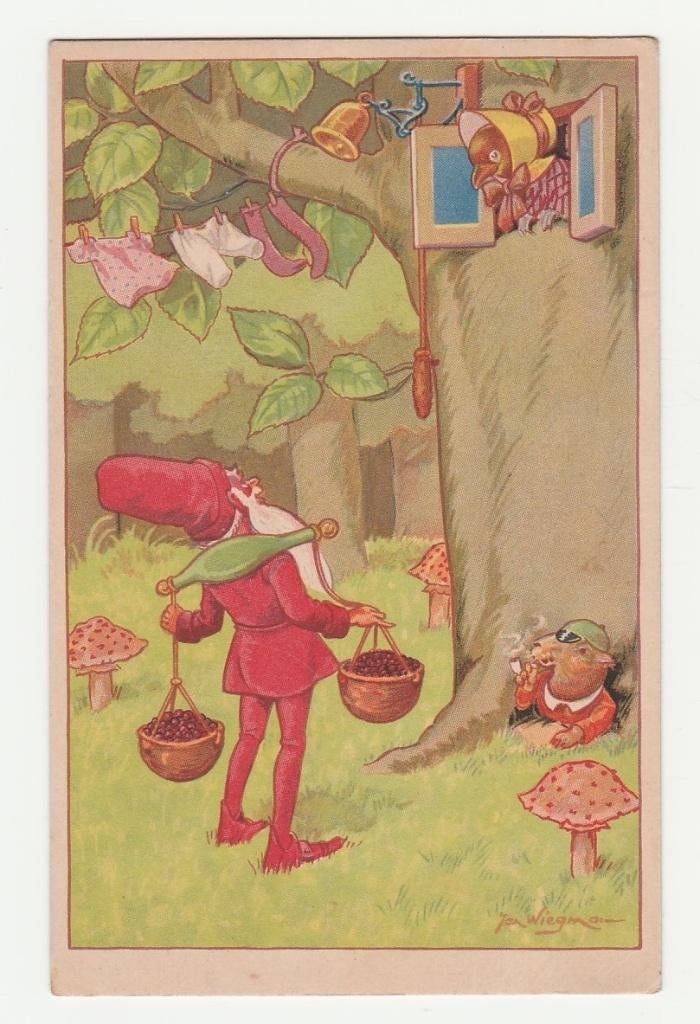 Kabouters.  Jan Wiegman.  Ned. Illustratoren., Verzamelen, Verzenden, 1940 tot 1960, Ongelopen, Overige thema's