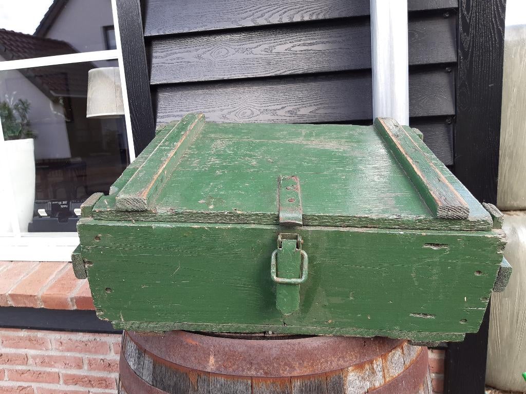 Houten munitie kist, leger kist, brocante, vintage, Huis en Inrichting, Woonaccessoires | Kisten, Ophalen of Verzenden, 50 tot 100 cm