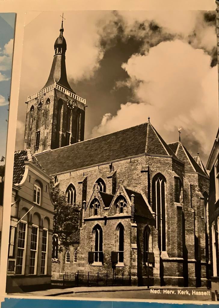 Oude Ansichtkaart Ned. Herv. Kerk, Hasselt, Ophalen of Verzenden, 1940 tot 1960, Ongelopen, Overijssel