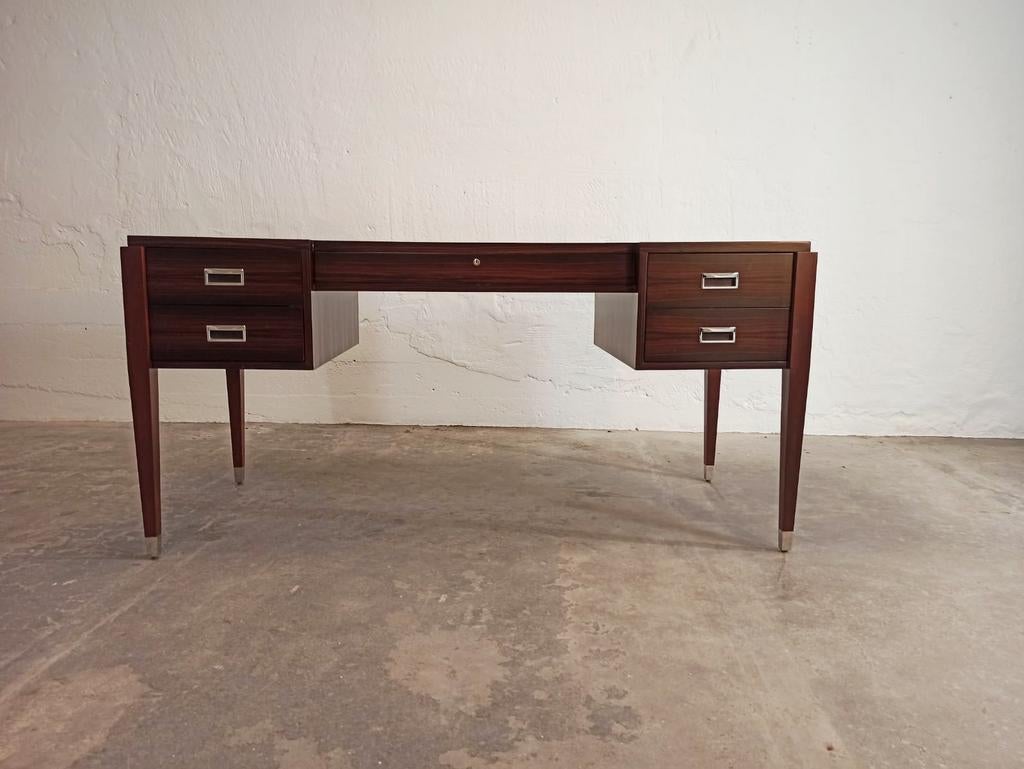 Vintage Art Deco stijl Macassar Ebony bureau, Ophalen, Tweedehands, Hout, Tweedehands