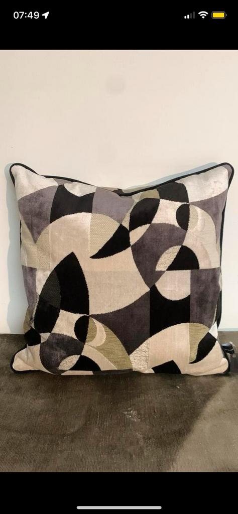 Kussens beige zwart, Ophalen of Verzenden, Nieuw, Zwart, Vierkant