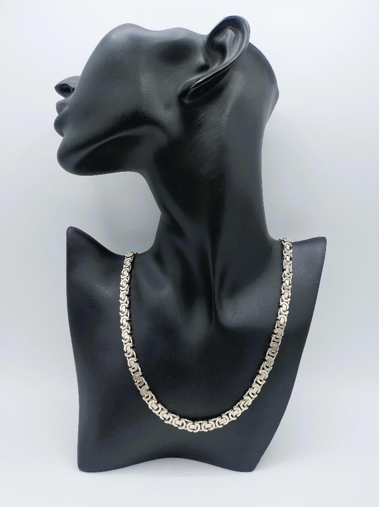 Zilveren koningsketting, vierkante schakel, 6 mm, 52,5 cm., Info@zilverwebsite.nl, Verzenden, Zo goed als nieuw, Zilverwebsite.nl