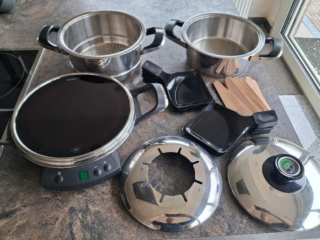 AMC Atmosfera met pan stoominzet en speciale deksel, Huis en Inrichting, Keuken | Potten en Pannen, Ophalen of Verzenden, Rvs