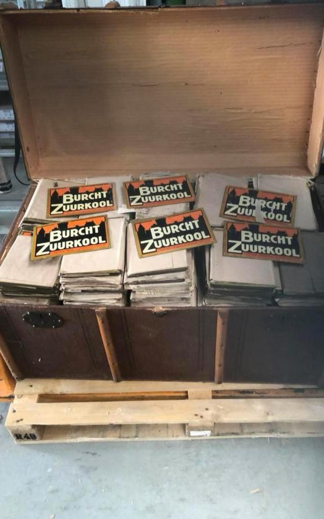 Blikken Burcht reclame bordjes jaren 30 vorige eeuw, Verzamelen, Ophalen of Verzenden, Zo goed als nieuw, Reclamebord