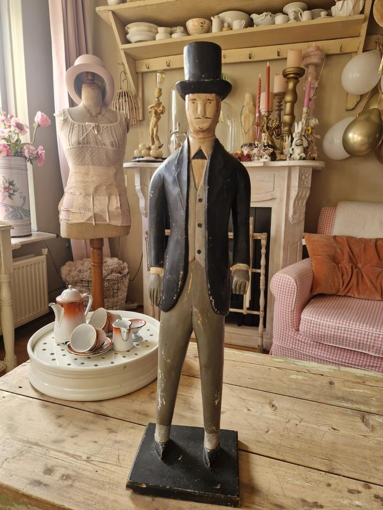 Houten pop / Gentleman store pop 1920, Verzamelen, Poppen, Ophalen of Verzenden, Pop