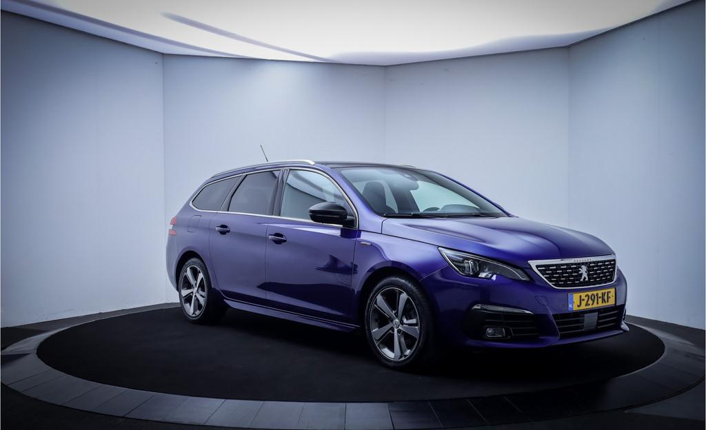 Peugeot 308 SW 1.2T GT-line PANO | FULL LED | ½LEDER | CARP, Gebruikt, 1199 cc, Blauw, Leder en Stof