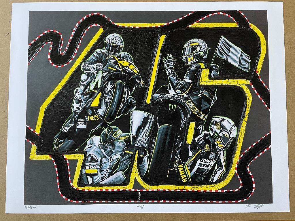 Ben Labuzzetta Valentino Rossi print gelimiteerde oplage, Verzenden, Deurposter of groter, Rechthoekig Liggend, Zo goed als nieuw