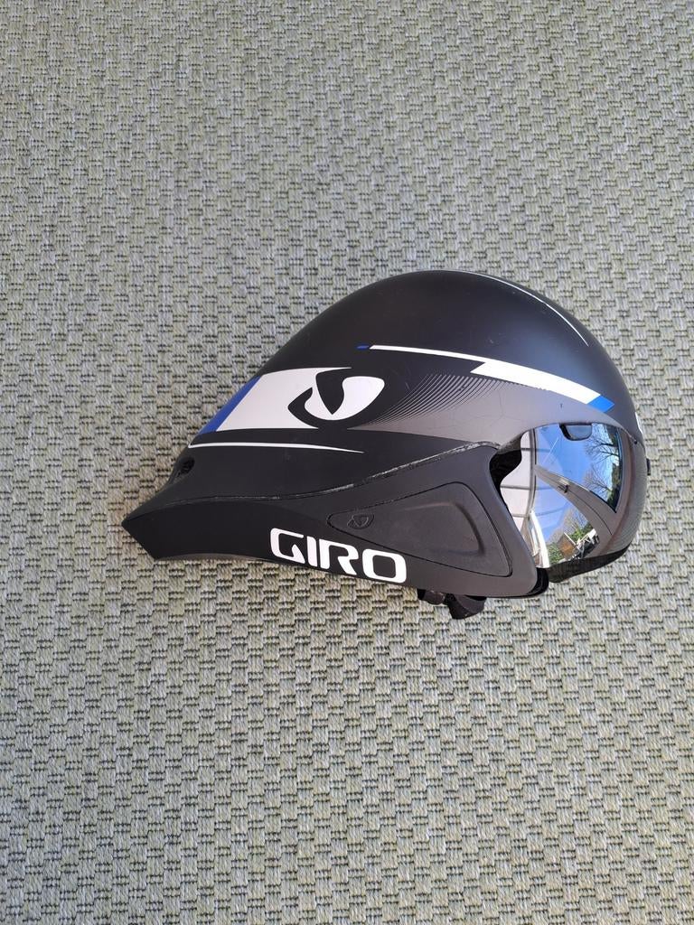 Giro TT Aero Triathlon Tijdrit Fietshelm Blauw/Wit/Zwart, Gebruikt, Ophalen of Verzenden, Heer of Dame, M