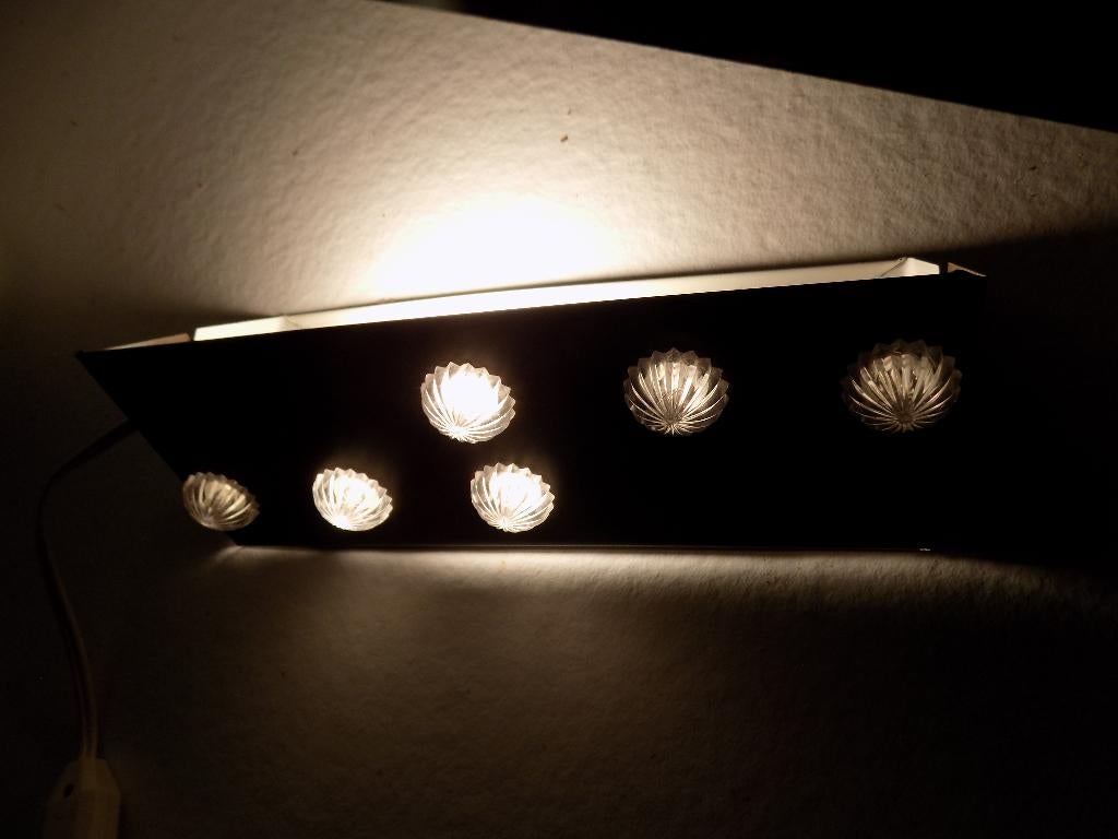 Jaren 70 vintage bedlampje retro bruin transparante roset, Ophalen of Verzenden, Gebruikt, Metaal