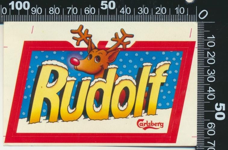 Sticker: Carlsberg - Rudolf, Ophalen of Verzenden, Zo goed als nieuw, Bedrijf of Vereniging